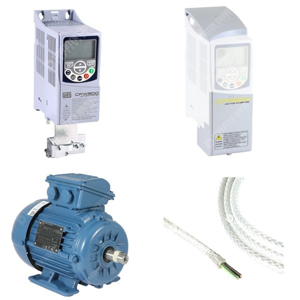 Photo of 0.37kW 230V IP20 Inverter, WEG 4 Pole Motor &amp; Cable Kit