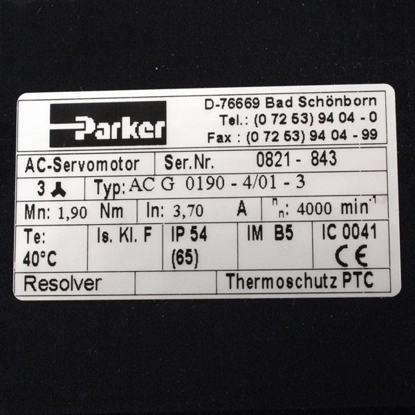 Photo of 1.9Nm x 4000RPM x 230V AC Servo-Motor &amp; Resolver - ACG0190-4-01-3