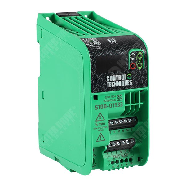 Photo of CT Commander S100 IP20 0.75kW 230V 1ph to 3ph AC Inverter Drive, C3 EMC