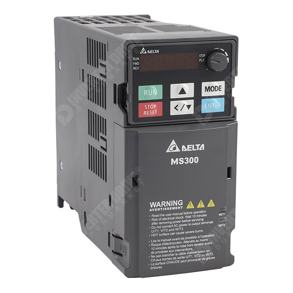 Photo of Delta MS300 IP20 0.4kW 230V 1ph to 3ph AC Inverter, DBr, STO, C2 EMC