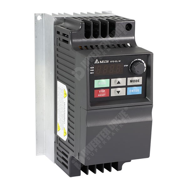 Photo of Delta VFD-EL-W-1 0.75kW 230V 1ph to 3ph Compact IP20 AC Inverter Drive, Unfiltered