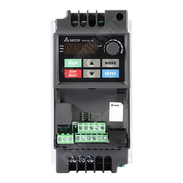 Photo of Delta VFD-EL-W-1 0.75kW 230V 1ph to 3ph Compact IP20 AC Inverter Drive, Unfiltered