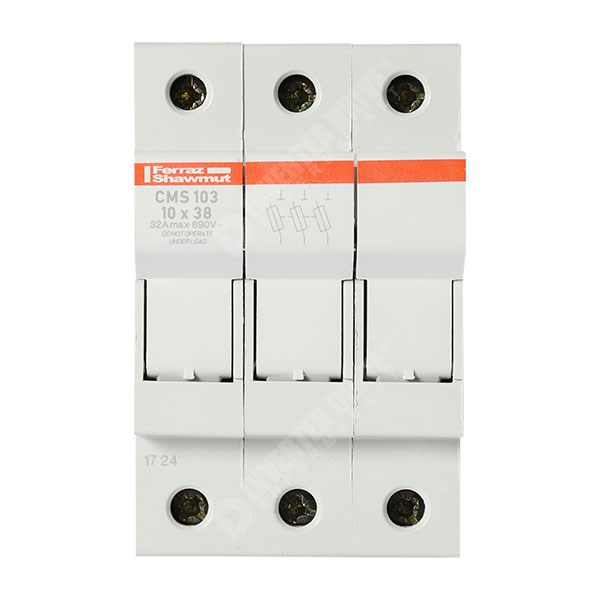 Photo of Mersen (Ferraz) CMS103 3-Pole Fuse Holder for 10mm x 38mm Fuses, 32A Max