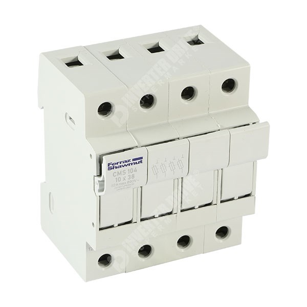 Photo of Mersen (Ferraz) - 4P 32A Fuse Holder &amp; Power Circuit Off-Load Isolator for Single 10mm x 38mm Fuses - CMS104