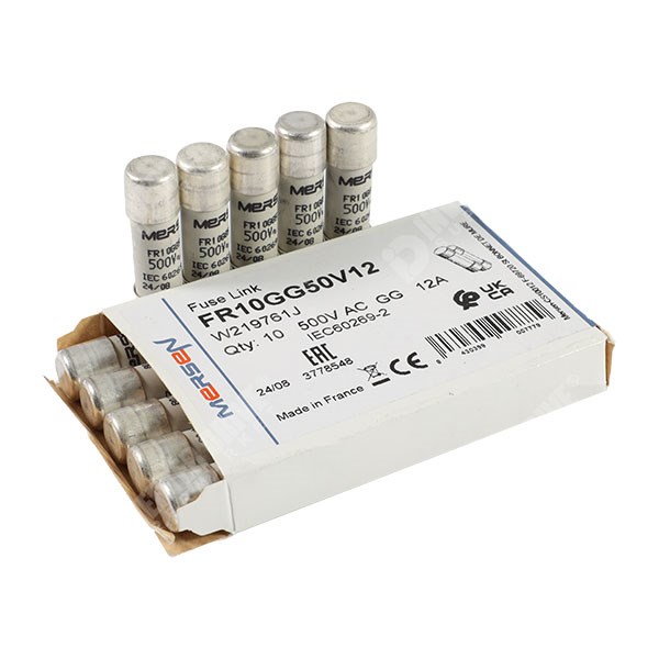 Photo of Mersen 12A 500Vac 10mm x 38mm gG General Purpose Fuse (10 pack)