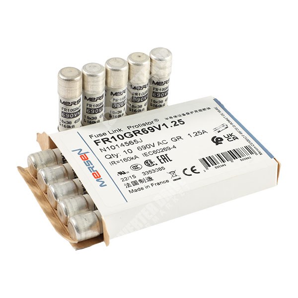 Photo of Mersen 1.25A 690Vac 10mm x 38mm gR High Speed Fuse (10 pack)