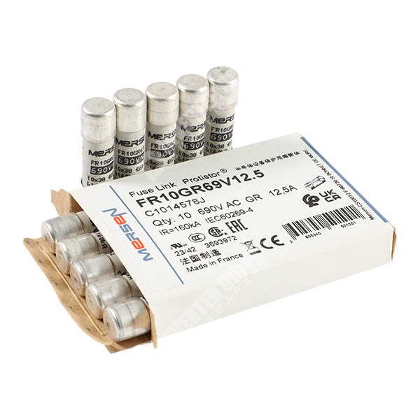 Photo of Mersen 12.5A 690Vac 10mm x 38mm gR High Speed Fuse (10 pack)