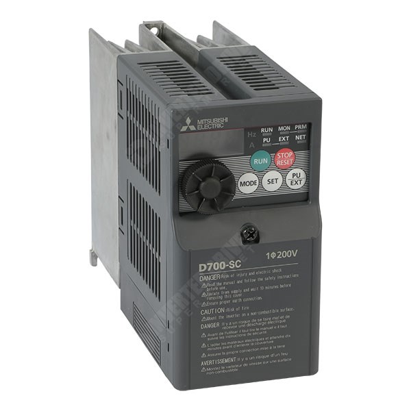 Photo of Mitsubishi D720S IP20 0.75kW 230V 1ph to 3ph AC Inverter Drive, E8 Version