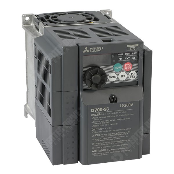 Photo of Mitsubishi D720S 1.5kW 230V 1ph to 3ph AC Inverter Drive, STO, Unfiltered, E8 Version