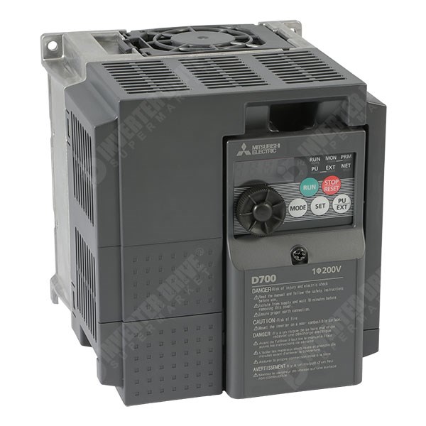 Photo of Mitsubishi D720S IP20 2.2kW 230V 1ph to 3ph AC Inverter Drive, DBr, STO, Unfiltered