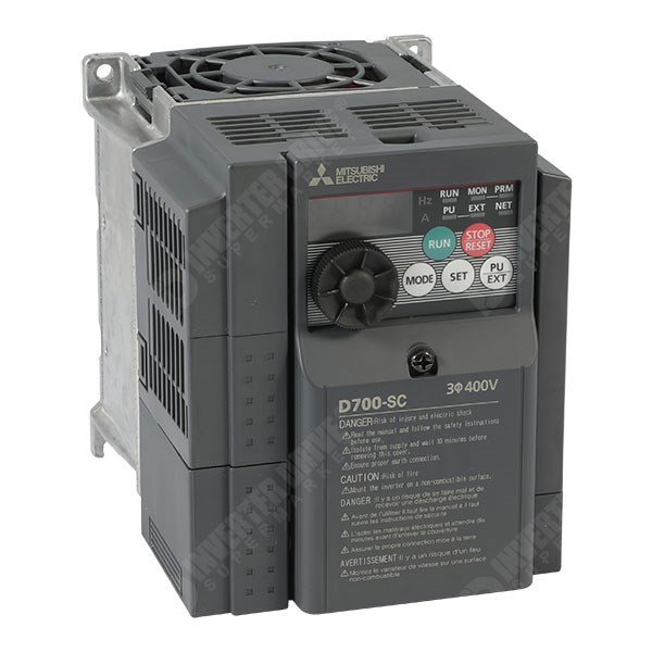 Photo of Mitsubishi D740 IP20 1.5kW 400V 3ph AC Inverter Drive, Unfiltered, STO, E8 Version.