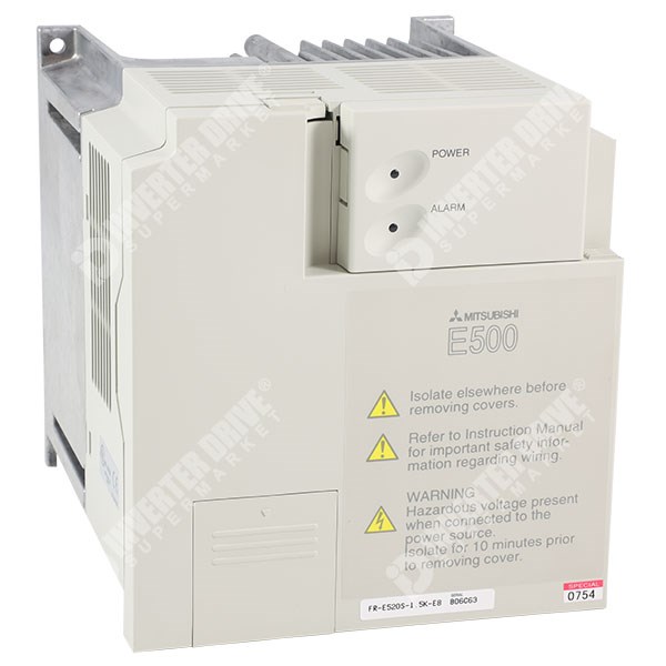 Photo of Mitsubishi E520S IP20 1.5kW 230V 1ph to 3ph AC Inverter Drive with E8 software Option