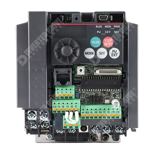 Photo of Mitsubishi FR-E700SC 0.75kW 230V 1ph to 3ph AC Inverter Drive, DBr, STO, Unfiltered