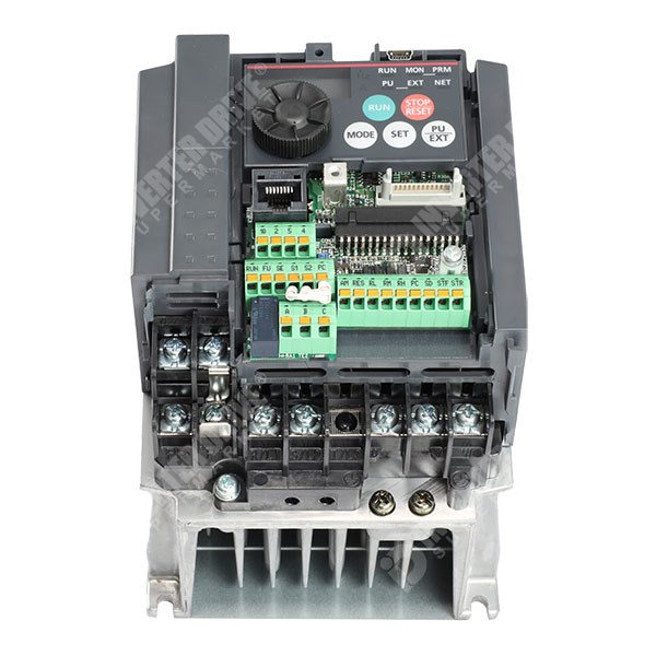 Photo of Mitsubishi FR-E700SC 0.75kW 230V 1ph to 3ph AC Inverter Drive, DBr, STO, Unfiltered