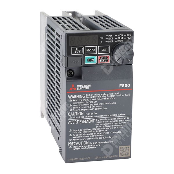 Photo of Mitsubishi E820S IP20 0.37kW 230V 1ph to 3ph AC Inverter, DBr, STO, Unfiltered