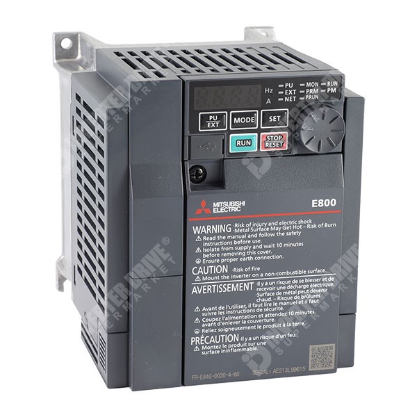 Photo of Mitsubishi E840 IP20 0.37kW/0.75kW 400V 3ph AC Inverter, DBr, STO, Unfiltered