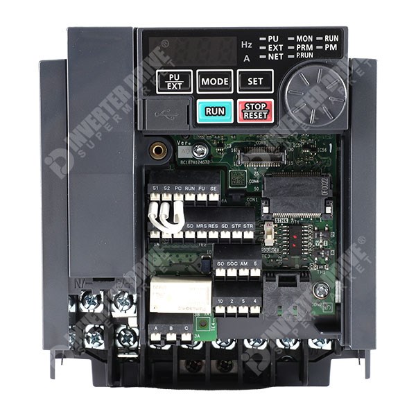 Photo of Mitsubishi E840 IP20 0.37kW/0.75kW 400V 3ph AC Inverter, DBr, STO, Unfiltered
