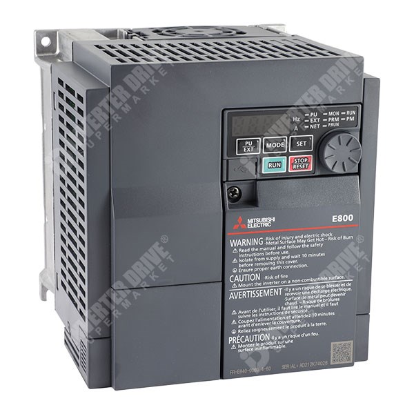 Photo of Mitsubishi E840 IP20 3.7kW/5.5kW 400V 3ph AC Inverter, DBr, STO, Unfiltered