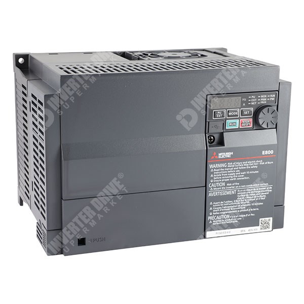 Photo of Mitsubishi E840 IP20 5.5kW/7.5kW 400V 3ph AC Inverter, DBr, STO, Unfiltered