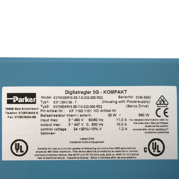 Photo of Parker SSD 637 - 10A x 400V AC Servo Drive, Stand Alone