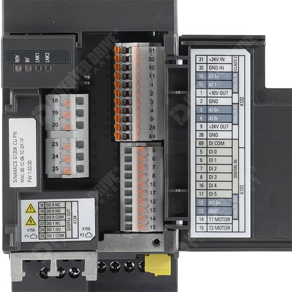 Photo of Siemens SINAMICS G120X 0.55kW/0.75kW x 400V 3ph Fan/Pump AC Inverter, STO, C2 EMC ProfiNET