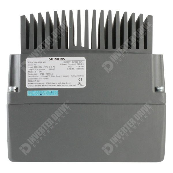 Photo of Siemens Micromaster 411 3kW 400V Motor Mounting AC Inverter, C3 EMC