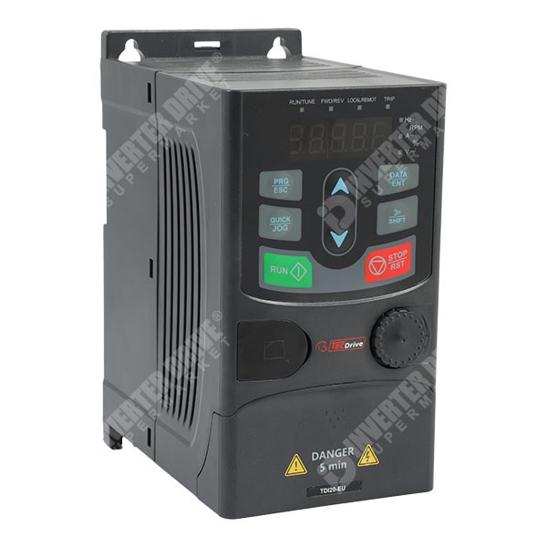 Photo of TEC TDi20 IP20 0.75kW 230V 1ph to 3ph AC Inverter, DBr, STO, C3 EMC