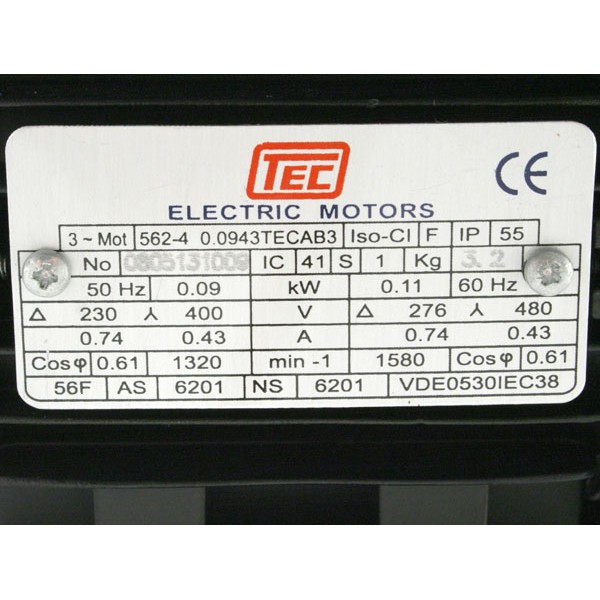 Photo of TEC IE1 0.25kW Aluminium Three Phase Motor 230V/400V 2 Pole 63 Frame B3