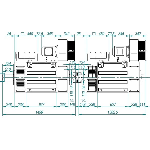 Photo of Vascat 550kW x 469RPM/3905RPM Tandem Pair of 450V AC Vector Motors, IP23, B3, 315 Frame
